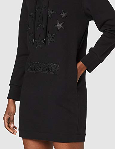 Love Moschino Long Sleeve Fleece Hooded Dress_Sparkling Logo Vestido Casual, Negro, 38 para Hombre