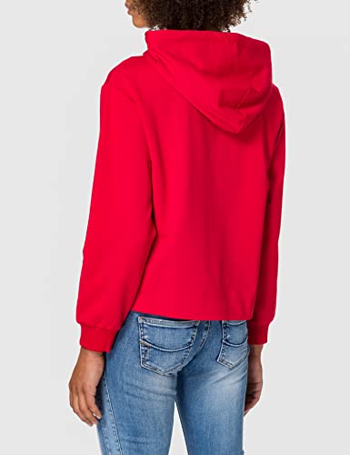 Love Moschino Sudadera con Capucha de algodón Suave y elástico, de Corte Regular, de Manga Larga, Rojo, 50 para Mujer