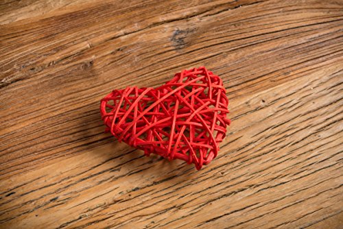 LOVERSpack Corazón romántico Decorativo de Ratan Trenzado Rojo con el podrás Decorar una Mesa romántica, una habitación, como Detalle de Boda, etc… ¿Dónde Vas a ponerlo tú?
