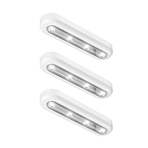 luces de armario OxyLED,Luz de un toque con adhesivo para pegar en cualquier luga con sensor LED nocturno,Funciona con batería,rotación 180°, 3Pack [Clase de eficiencia energética A+]