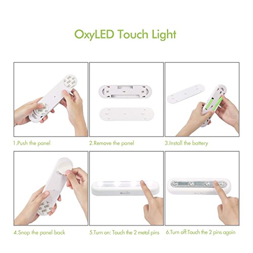 luces de armario OxyLED,Luz de un toque con adhesivo para pegar en cualquier luga con sensor LED nocturno,Funciona con batería,rotación 180°, 3Pack [Clase de eficiencia energética A+]