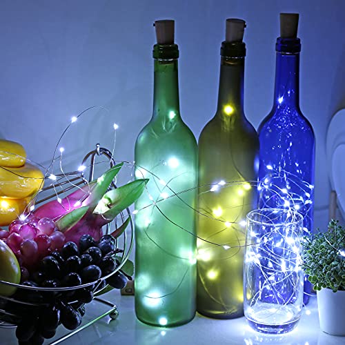 Luces de Botella, Yizhet 6 Piezas 2m Corcho Botella Luces 20 LED Luz Botellas Vino Tapon Cadena Luz de Botella Cobre Alambre Guirnaldas Luminosas Decorativas para Boda Navidad Fiesta (Blanco Frío)