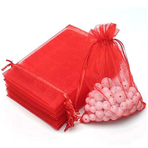 LuLiyLdJ 50 bolsas de organza, bolsa de dulces bolsas de dulces, comunión, boda, cumpleaños, Navidad, regalo, caja de dulces, joyas, dulces de almendras, boda, cumpleaños (7 cm x 9 cm)