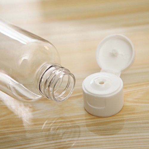 Lurrose 6 frascos de plástico vacíos de 50 ml con tapa abatible para emulsión de gel de ducha emoliente
