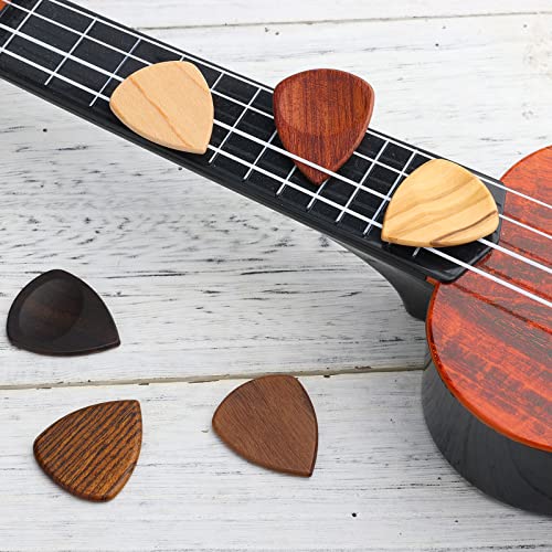 LUTER 6 Piezas Púas de Madera para Guitarra, con Estuche de Almacenamiento Clásica Púas de Pulgar Púas de Dedos con Ranura para el Pulgar para Guitarra Banjo Arpa Bajo Varios Instrumentos de Cuerda