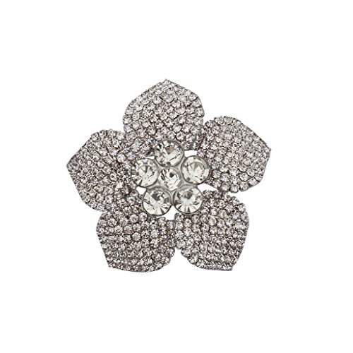 LUX accesorios plateado y cristal Rhinestone Flores novia broche Pin