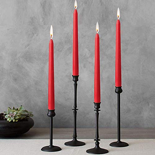 MAISITOO Juego de velas cónicas de 10 pulgadas,velas cónicas, velas altas cónicas,sin goteo, sin perfume, para cena, cera de parafina con mechas de algodón,soporte para velas,14 piezas,rojo