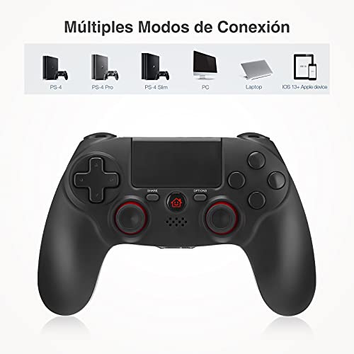 Mando Inalámbrico Play-station 4, Controlador Double Shock 4 Compatible con Consola Play-station 4 / S4 Slim / Pro, Mando para PS-4 con Sensor Giroscópico de 6 Ejes, Vibración Dual, Función de Audio