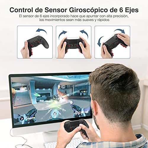 Mando Inalámbrico Play-station 4, Controlador Double Shock 4 Compatible con Consola Play-station 4 / S4 Slim / Pro, Mando para PS-4 con Sensor Giroscópico de 6 Ejes, Vibración Dual, Función de Audio