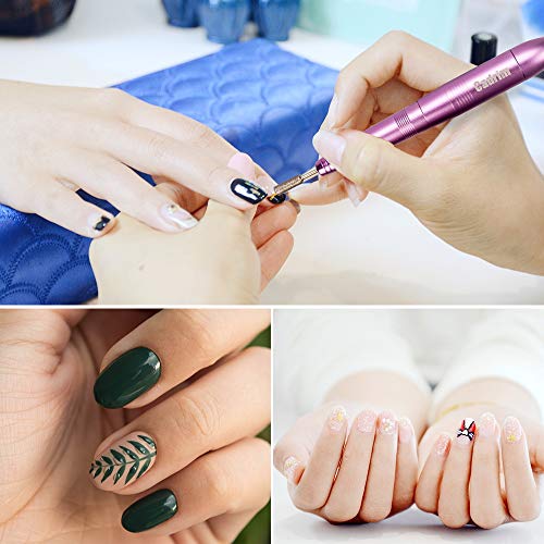 Manicura Eléctrica, Cadrim Torno para Uñas de 20000RPM Máquina de Manicura de Uñas Lijadora Eléctrica Máquina de Lijado de Pedicura con un Cable USB para Salón, Festival,Regalos (Púrpura)