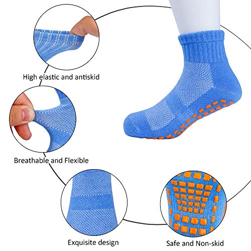 MaoXinTek Calcetines Antideslizantes para Niños Pequeños Algodón Lindo con Puños, Calentar 6 Pares de Zapatillas Calcetines de Piso de Corte Bajo con Silicona para 4-6 años de Bebés y Niñas