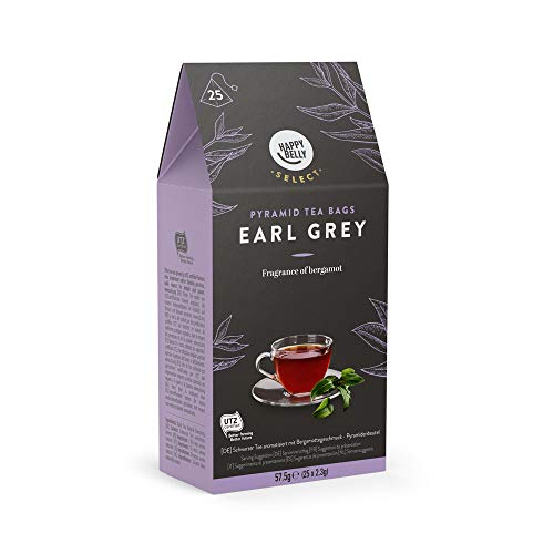 Marca Amazon – Happy Belly Select Bolsitas de té negro Earl Grey, 6 x 25 pirámides