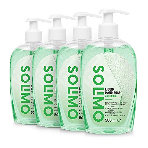 Marca Amazon - Solimo Jabón de manos líquido - Antiolores Pack de 4 (500ml x 4)