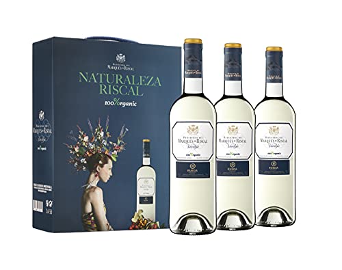 Marqués de Riscal - Vino blanco Denominación de Origen Rueda, Variedad 100% Verdejo, 100% Organic con certificación ecológica - Estuche 3 botellas x 750 ml - Total 2250 ml