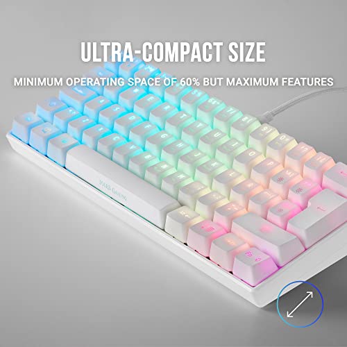 Mars Gaming MKMINIWBRES Blanco, Teclado Mecánico RGB, Ultra-Compacto, Switch Marrón, ES