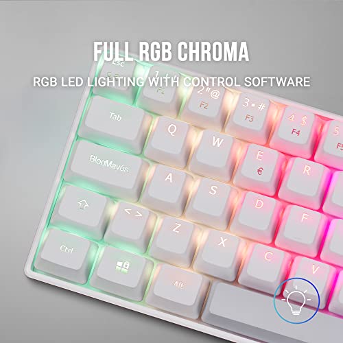 Mars Gaming MKMINIWBRES Blanco, Teclado Mecánico RGB, Ultra-Compacto, Switch Marrón, ES