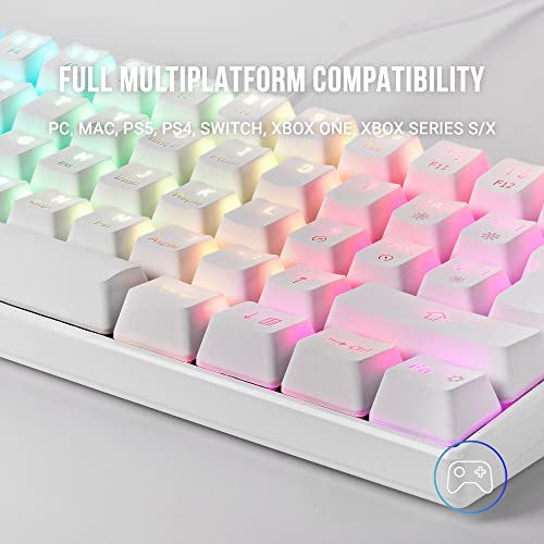 Mars Gaming MKMINIWBRES Blanco, Teclado Mecánico RGB, Ultra-Compacto, Switch Marrón, ES