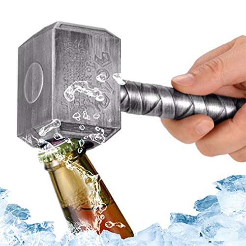 Martillo Thor Abrebotellas de Cerveza, Abridor de Botellas de Martillo Thor, Regalo para Los Amantes de La Cerveza, Abridor de Cerveza y Bebida para Bar,Fiesta,BBQ (Plateado)