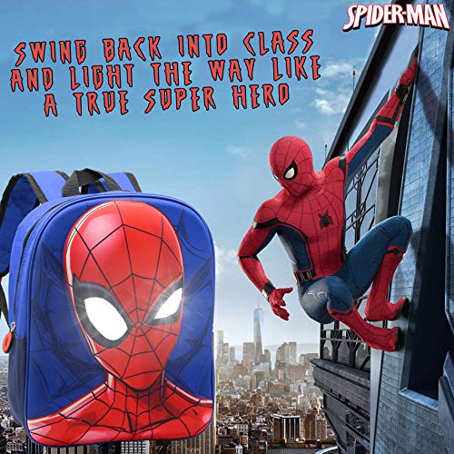 Marvel Spiderman Mochilas Escolares para Niños, Mochila Escolar Diseño 3D con Ojos Que se Iluminan, Mochila Infantil para Colegio Deporte, Regalos para Niños