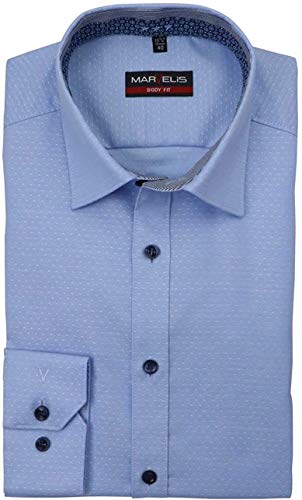 Marvelis Camisa Body Fit de manga larga New Kent cuello patrón azul claro azul claro 41