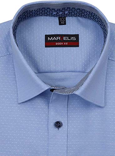 Marvelis Camisa Body Fit de manga larga New Kent cuello patrón azul claro azul claro 41