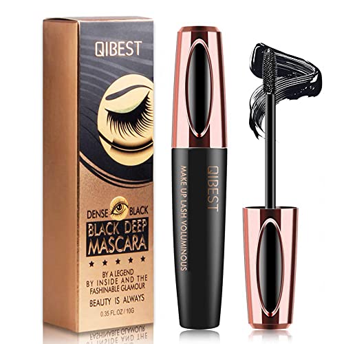 Mascara 4D Fibras de Seda, Pestañas Mascara,Natural Lashes,Pestañas de Seda impermeables Máscara de pestañas de fibra 4D, Rímel negro engrosado y alargado, Pestañas de fibra impermeables