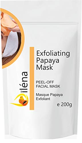 Mascarilla Facial Hidratante de Alginato en Polvo, Elimina Espinillas y Puntos Negros. Mascarilla Vegana, Sin Aclarado, Exfoliante 200 g (Mascarilla exfoliante de Papaya)