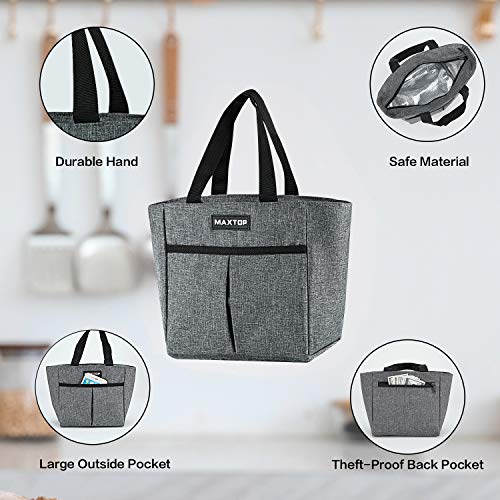 MAXTOP - Bolsa de almuerzo para mujer aislada bolsa termica porta alimentos, con bolsillo frontal para niños, escolares, niñas adultos mujeres, trabajo de oficina, compras, picnic, camping