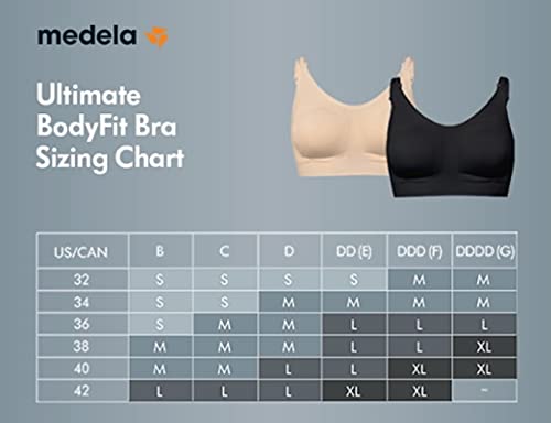 Medela Ultimate Bodyfit - Sujetador de Maternidad sin Costuras para un Ajuste y una sujeción optimas Durante el Embarazo y la Lactancia, Negro, M