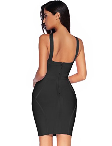 meilun - Vestido Ajustado de Fiesta con Tirantes para Mujer - Negro - X-Small