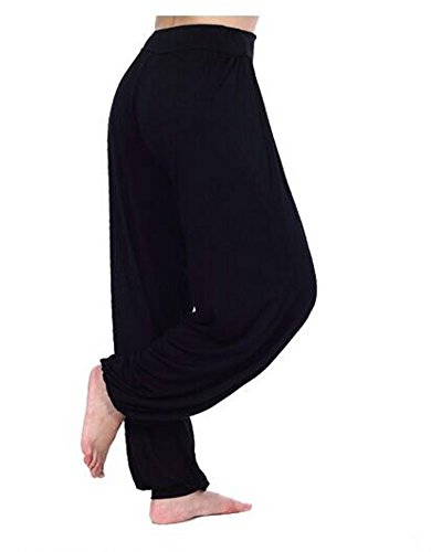 MEISHINE® Mujer Pantalones de Yoga Algodón Modal Harem Pantalón Polainas por Danza, Yoga, Ganduleado, Fitness - Muy Suave (Size XXXL, Negro)