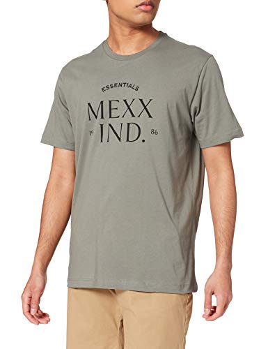 Mexx Crewneck Print T-Shirt Camiseta con Cuello Redondo, Gris Oscuro, XL para Hombre