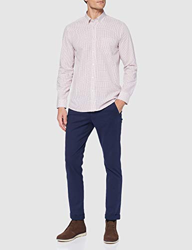 Mexx Shirt Long Sleeve Camisa LS, Borgoña A Cuadros Impreso, L para Hombre