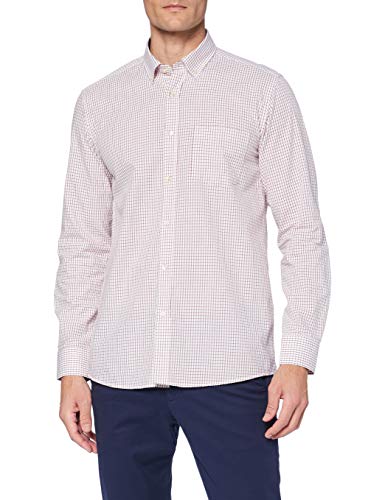 Mexx Shirt Long Sleeve Camisa LS, Borgoña A Cuadros Impreso, L para Hombre