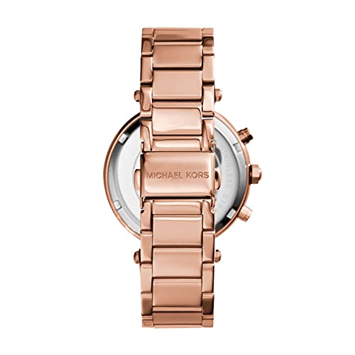 Michael Kors Reloj para Mujer PARKER, Caja de 39 mm, Movimiento Cronógrafo, Correa de Acero Inoxidable, Oro Rosa