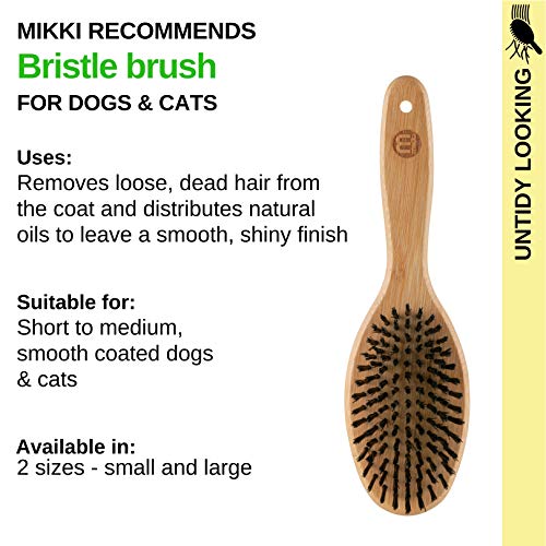 Mikki Cepillo de Mano Hecho de Bambú para Eliminar el Pelo Durante la Muda Mediante un Masaje para Pelo Corto y Medio, para Perros y Gatos, para Acicalar Pelajes Desaliñados, Pequeño 50 g