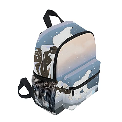 Mini mochila escolar 91 bolsa de la universidad para niños niñas paisaje del norte con los osos Icebergs