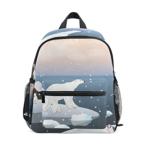 Mini mochila escolar 91 bolsa de la universidad para niños niñas paisaje del norte con los osos Icebergs