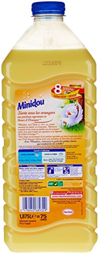 Minidou - Suavizante líquido concentrado (2 unidades) con aroma a azahar y cítricos, envase ecológico de 1,875 L/75 lavados