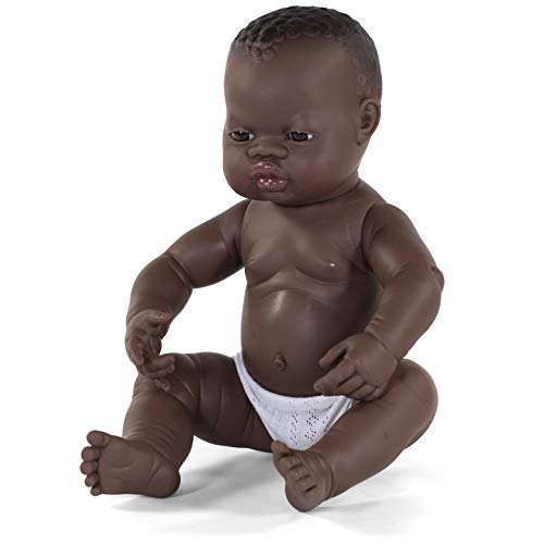 Miniland- Recién Nacido Africano Niño 40cm Muñeco, Color Real (31003)