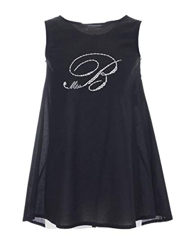 MISS BLUMARINE Vestido con pedrería para niña Negro XS