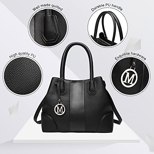 Miss Lulu Look de cuero Bolso de hombro Diseño elegante Manija superior Moda Bolsos de mano para mujeres (negro)