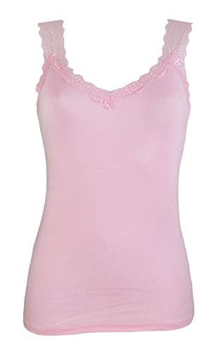 Miss Rouge - Top, camiseta de tirantes de encaje Rosa Rose