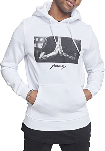 Mister Tee Pray Hoody Sudadera con Capucha, Blanco (White), XL para Hombre