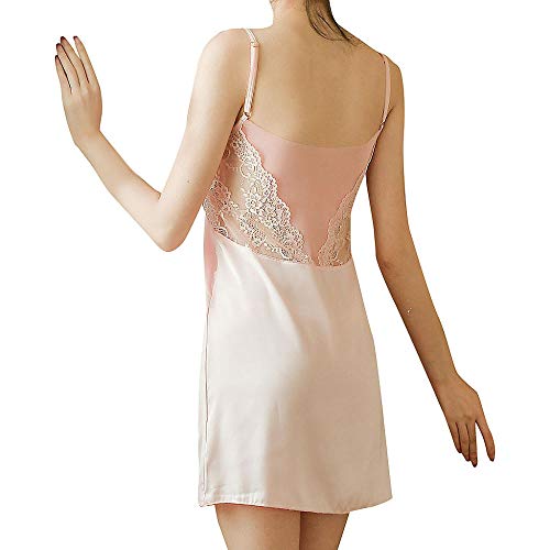 Moda Femenina Ropa De Dormir para Mujer Vestido De Dormir De Encaje para Mujer Lencería Sexy   Ropa De Dormir Sexy Falda De Camisón Tenue Sexy-Pink_XL