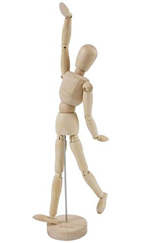 Mont Marte Maniqui Dibujo – Mannekin Masculino de 30cm – Muñeco articulado, Marioneta de Madera, Maniquí flexible, ideal como Modelo para Dibujar