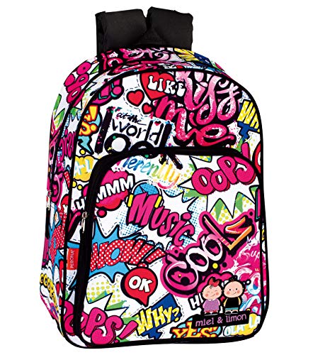 Montichelvo Montichelvo Backpack A.O. M&L Kiss Me Bolsa Escolar, 43 cm, Multicolor (Multicolour)