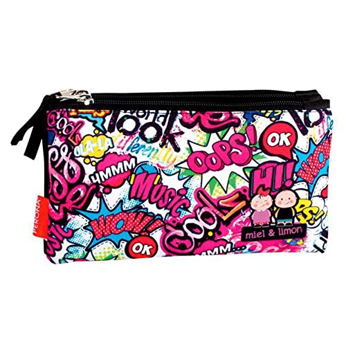 Montichelvo Montichelvo Triple Pencil Pouch M&L Kiss Me Estuches, 23 cm, Multicolor (Multicolour)