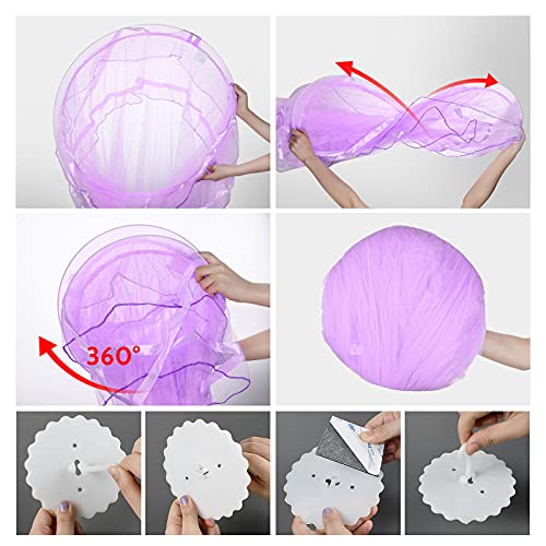 Mosquitera Cama, Mosquitera para Individual y Doble, Cama con Dosel Cortina de Dosel, Cortina de Cama con cúpula Transparente Universal Princess Mosquito Net para el hogar y los Viajes,Morado