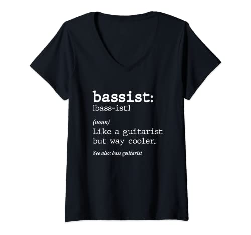 Mujer Bajista Instrumento Bass Player Definición Camiseta Cuello V